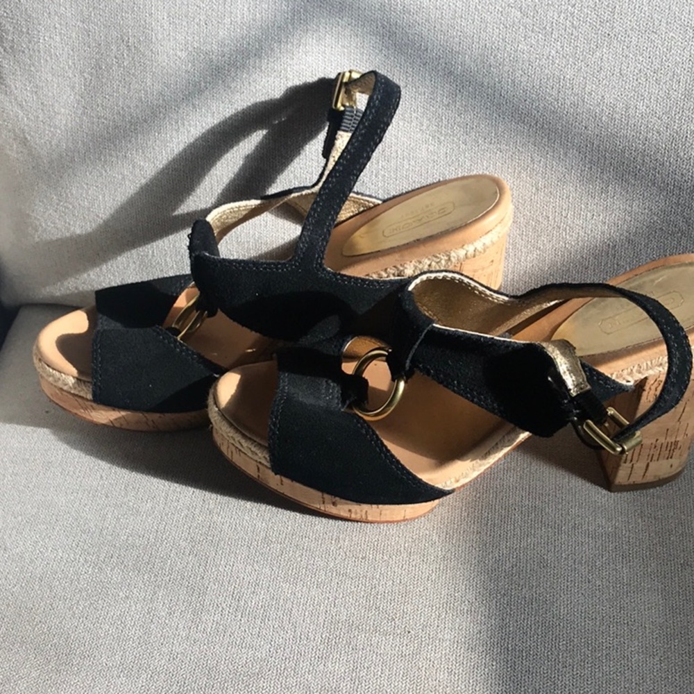 Coach Black Suede platform sandals